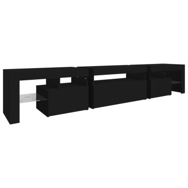 vidaXL Έπιπλο Τηλεόρασης με LED Μαύρο 215 x 36,5 x 40 εκ.