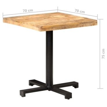 vidaXL Τραπέζι Bistro Τετράγωνο 70x70x75cm Ακατέργαστο Ξύλο Μάνγκο 1 τεμ.