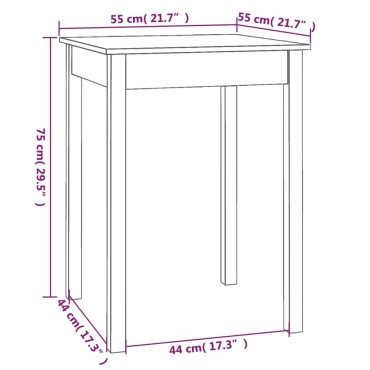 vidaXL Τραπεζαρία 55x55x75cm από Μασίφ Ξύλο Πεύκου 1 τεμ.