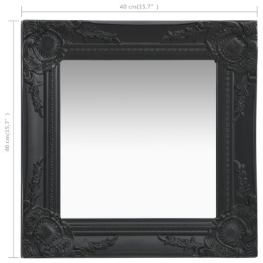 vidaXL Καθρέφτης Τοίχου με Μπαρόκ Στιλ Μαύρος 40 x 40 εκ.