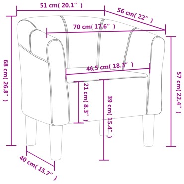 vidaXL Πολυθρόνα Μπάρελ Μπλε Υφασμάτινη 46,5x45cm 1 τεμ.