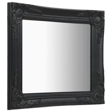 vidaXL Καθρέφτης Τοίχου με Μπαρόκ Στιλ Μαύρος 50 x 50 εκ.