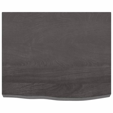 vidaXL Ράφι Τοίχου Σκούρο Καφέ 60x50x(2-6)cm Επεξ. Μασίφ Ξύλο Δρυός 1 τεμ.