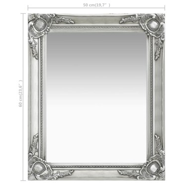 vidaXL Καθρέφτης Τοίχου με Μπαρόκ Στιλ Ασημί 50 x 60 εκ.