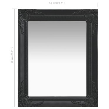 vidaXL Καθρέφτης Τοίχου με Μπαρόκ Στιλ Μαύρος 50 x 60 εκ.