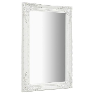 vidaXL Καθρέφτης Τοίχου με Μπαρόκ Στιλ Λευκός 50 x 80 εκ.