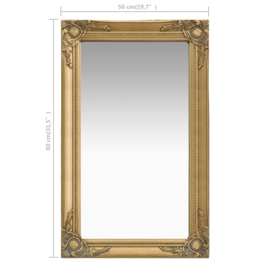 vidaXL Καθρέφτης Τοίχου με Μπαρόκ Στιλ Χρυσός 50 x 80 εκ.