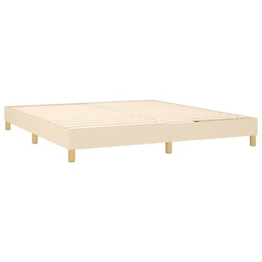 vidaXL Κρεβάτι Boxspring με Στρώμα & LED Κρεμ 160x200cm Υφασμάτινο 1 τεμ. - Διπλό