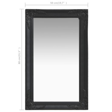vidaXL Καθρέφτης Τοίχου με Μπαρόκ Στιλ Μαύρος 50 x 80 εκ.