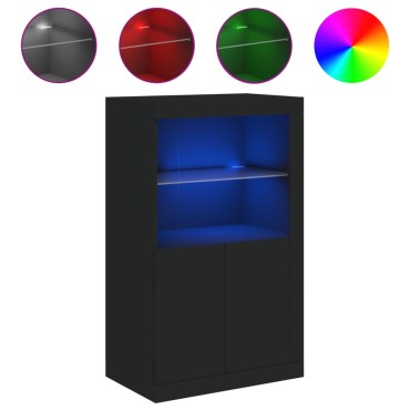 vidaXL Ντουλάπι Βοηθητικό με Φώτα LED Μαύρο από Επεξεργασμένο Ξύλο 60,5x37x100cm 1 τεμ.