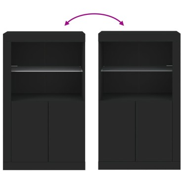 vidaXL Ντουλάπι Βοηθητικό με Φώτα LED Μαύρο από Επεξεργασμένο Ξύλο 60,5x37x100cm 1 τεμ.