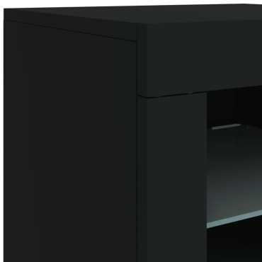 vidaXL Ντουλάπι Βοηθητικό με Φώτα LED Μαύρο από Επεξεργασμένο Ξύλο 41x37x67cm 1 τεμ.