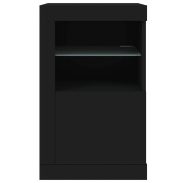vidaXL Ντουλάπι Βοηθητικό με Φώτα LED Μαύρο από Επεξεργασμένο Ξύλο 41x37x67cm 1 τεμ.