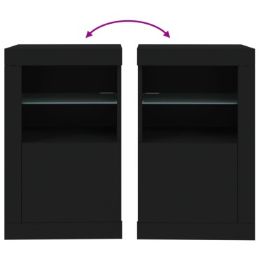 vidaXL Ντουλάπι Βοηθητικό με Φώτα LED Μαύρο από Επεξεργασμένο Ξύλο 41x37x67cm 1 τεμ.