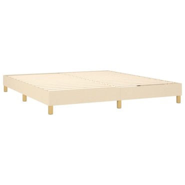 vidaXL Κρεβάτι Boxspring με Στρώμα Κρεμ 160x200cm Υφασμάτινο 1 τεμ. - Διπλό
