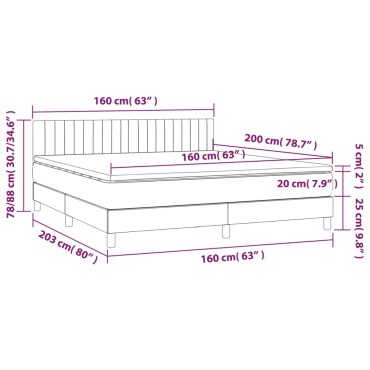 vidaXL Κρεβάτι Boxspring με Στρώμα Κρεμ 160x200cm Υφασμάτινο 1 τεμ. - Διπλό