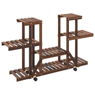 vidaXL Βάση Λουλουδιών με Ρόδες 110x25x78 εκ. από Μασίφ Ξύλο Ελάτης