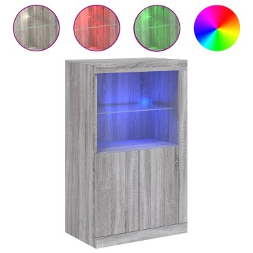 vidaXL Nτουλάπι Βοηθητικό με Φώτα LED Γκρι Sonoma Επεξεργασμένο Ξύλο 60,5x37x100cm