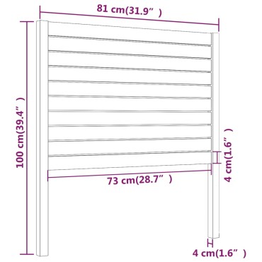 vidaXL Κεφαλάρι Κρεβατιού Λευκό 81x4x100cm από Μασίφ Ξύλο Πεύκου 1 τεμ.