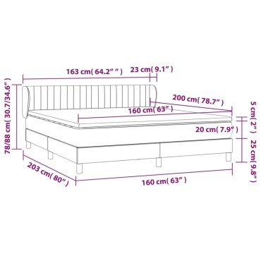 vidaXL Κρεβάτι Boxspring με Στρώμα Κρεμ 160x200cm Υφασμάτινο 1 τεμ. - Διπλό