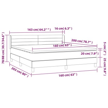 vidaXL Κρεβάτι Boxspring με Στρώμα Κρεμ 160x200cm Υφασμάτινο 1 τεμ. - Διπλό