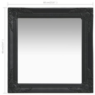 vidaXL Καθρέφτης Τοίχου με Μπαρόκ Στιλ Μαύρος 60 x 60 εκ.