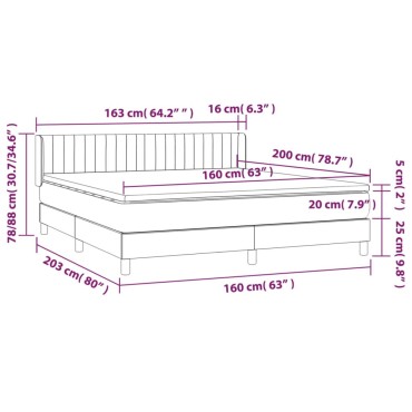 vidaXL Κρεβάτι Boxspring με Στρώμα Κρεμ 160x200cm Υφασμάτινο 1 τεμ. - Διπλό