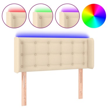 vidaXL Κεφαλάρι Κρεβατιού LED Κρεμ 103x16x78/88cm Υφασμάτινο 1 τεμ.