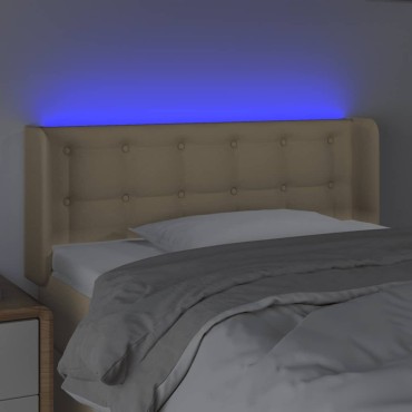 vidaXL Κεφαλάρι Κρεβατιού LED Κρεμ 103x16x78/88cm Υφασμάτινο 1 τεμ.