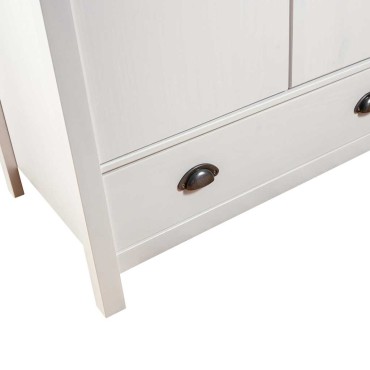 vidaXL Ντουλάπα Hill Τρίφυλλη Λευκή 127x50x170cm Μασίφ Ξύλο Πεύκου 1 τεμ.