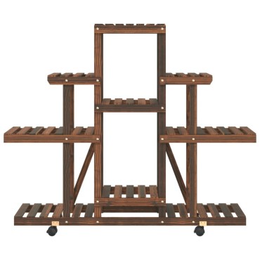 vidaXL Βάση Λουλουδιών με Ρόδες 110x25x101 εκ. από Μασίφ Ξύλο Ελάτης