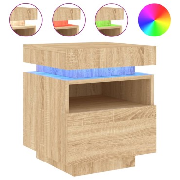 vidaXL Κομοδίνο με Φώτα LED Sonoma Δρυς 40x39x48,5cm 1 τεμ.