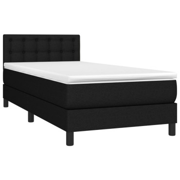 vidaXL Κρεβάτι Boxspring με Στρώμα Μαύρο 100 x 200 εκ. Υφασμάτινο