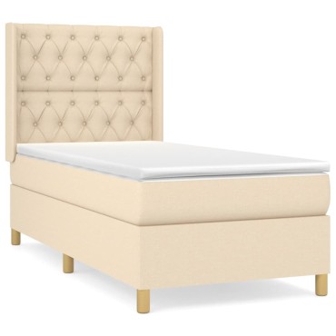 vidaXL Κρεβάτι Boxspring με Στρώμα Κρεμ 80 x 200 εκ. Υφασμάτινο