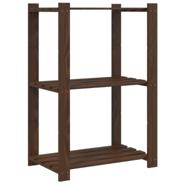 vidaXL Ραφιέρα με 3 Ράφια Καφέ 60x38x90cm από Μασίφ Ξύλο Πεύκου 1 τεμ.
