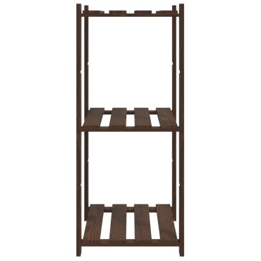vidaXL Ραφιέρα με 3 Ράφια Καφέ 60 x 38 x 90 εκ. από Μασίφ Ξύλο Πεύκου