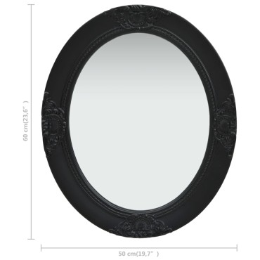 vidaXL Καθρέφτης Τοίχου με Μπαρόκ Στιλ Μαύρος 50 x 60 εκ.