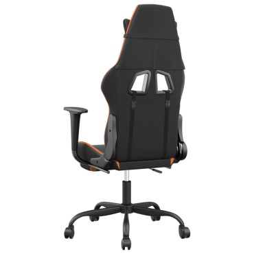 vidaXL Καρέκλα Gaming Μασάζ Υποπόδιο Μαύρο Πορτοκαλί Συνθετικό Δέρμα 66x56x(120,5-131)cm 1 τεμ.