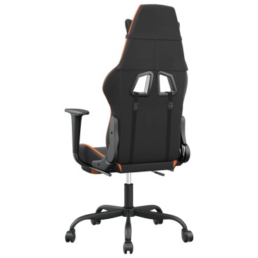 vidaXL Καρέκλα Gaming Μασάζ Υποπόδιο Μαύρο/Πορτοκαλί Συνθετικό Δέρμα 66x56x(120,5-131)cm 1 τεμ.