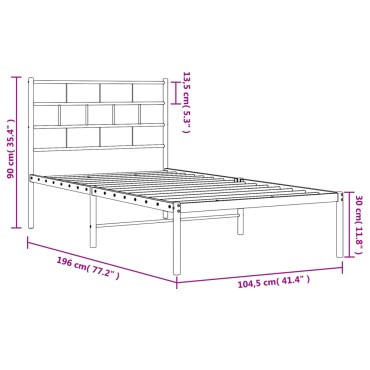 vidaXL Πλαίσιο Κρεβατιού με Κεφαλάρι Λευκό 100x190 εκ. Μεταλλικό
