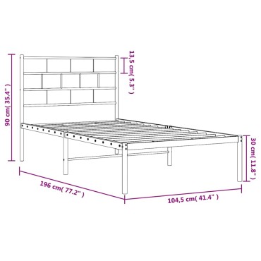 vidaXL Πλαίσιο Κρεβατιού με Κεφαλάρι Λευκό 100x190 εκ. Μεταλλικό