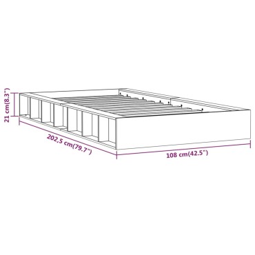 vidaXL Πλαίσιο Κρεβατιού 90x200cm από Μασίφ Ξύλο 1 τεμ. - Μονό