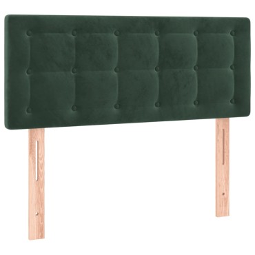 vidaXL Κρεβάτι Boxspring με Στρώμα Σκούρο Πράσινο 100x200εκ. Βελούδινο