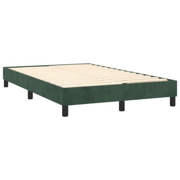 vidaXL Κρεβάτι Boxspring με Στρώμα & LED Σκ. Πράσινο 120x200εκ Βελούδο