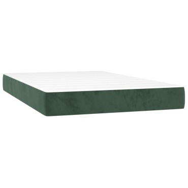 vidaXL Κρεβάτι Boxspring με Στρώμα & LED Σκ. Πράσινο 120x200εκ Βελούδο