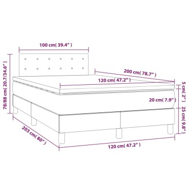 vidaXL Κρεβάτι Boxspring με Στρώμα & LED Σκ. Πράσινο 120x200εκ Βελούδο