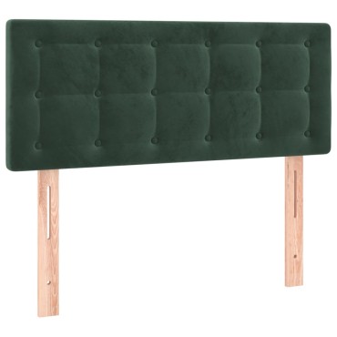 vidaXL Κρεβάτι Boxspring με Στρώμα Σκούρο Πράσινο 100x200εκ. Βελούδινο