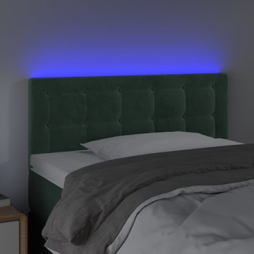 vidaXL Κεφαλάρι Κρεβατιού LED Σκούρο Πράσινο 100x5x78/88cm Βελούδινο 1 τεμ.