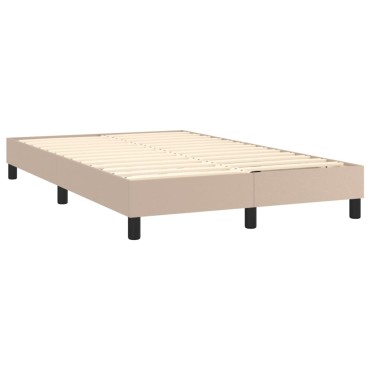 vidaXL Κρεβάτι Boxspring Στρώμα&LED Καπουτσίνο 120x200 εκ. Συνθ. Δέρμα