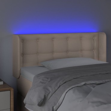 vidaXL Κεφαλάρι Κρεβατιού LED Καπουτσίνο 103x16x78/88cm Συνθετ. Δέρμα 1 τεμ.